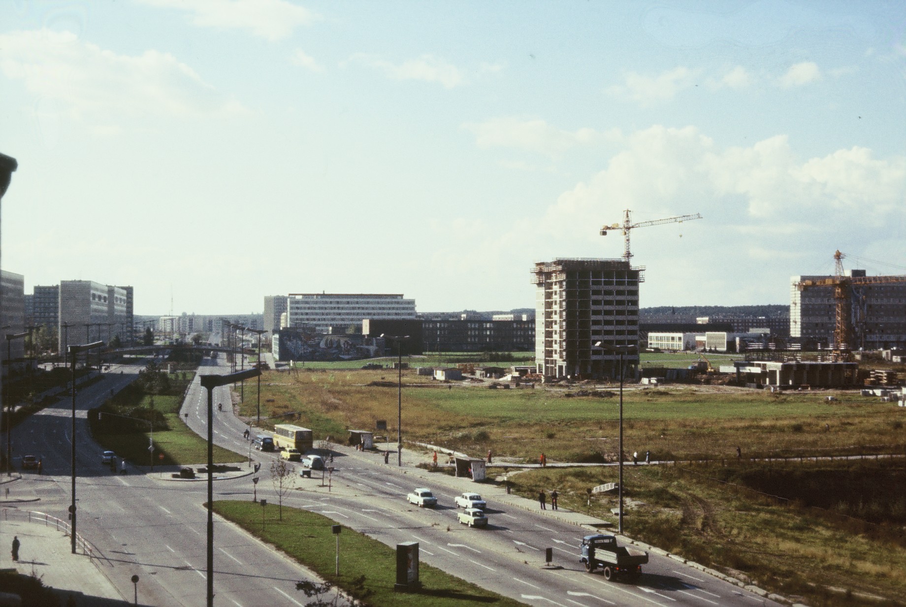 Bauarbeiten Hochhaus 1977
